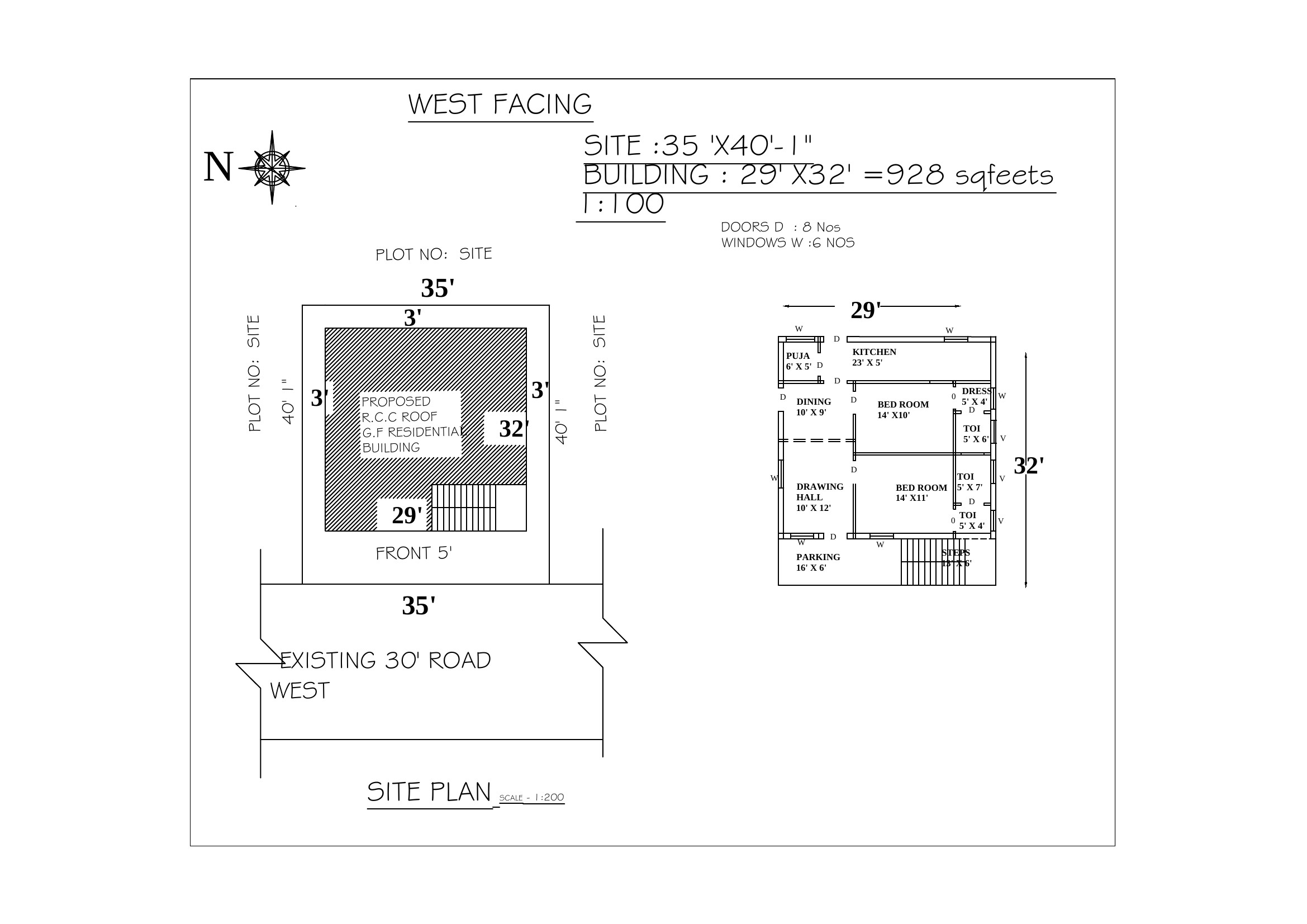 West Facing House Plan