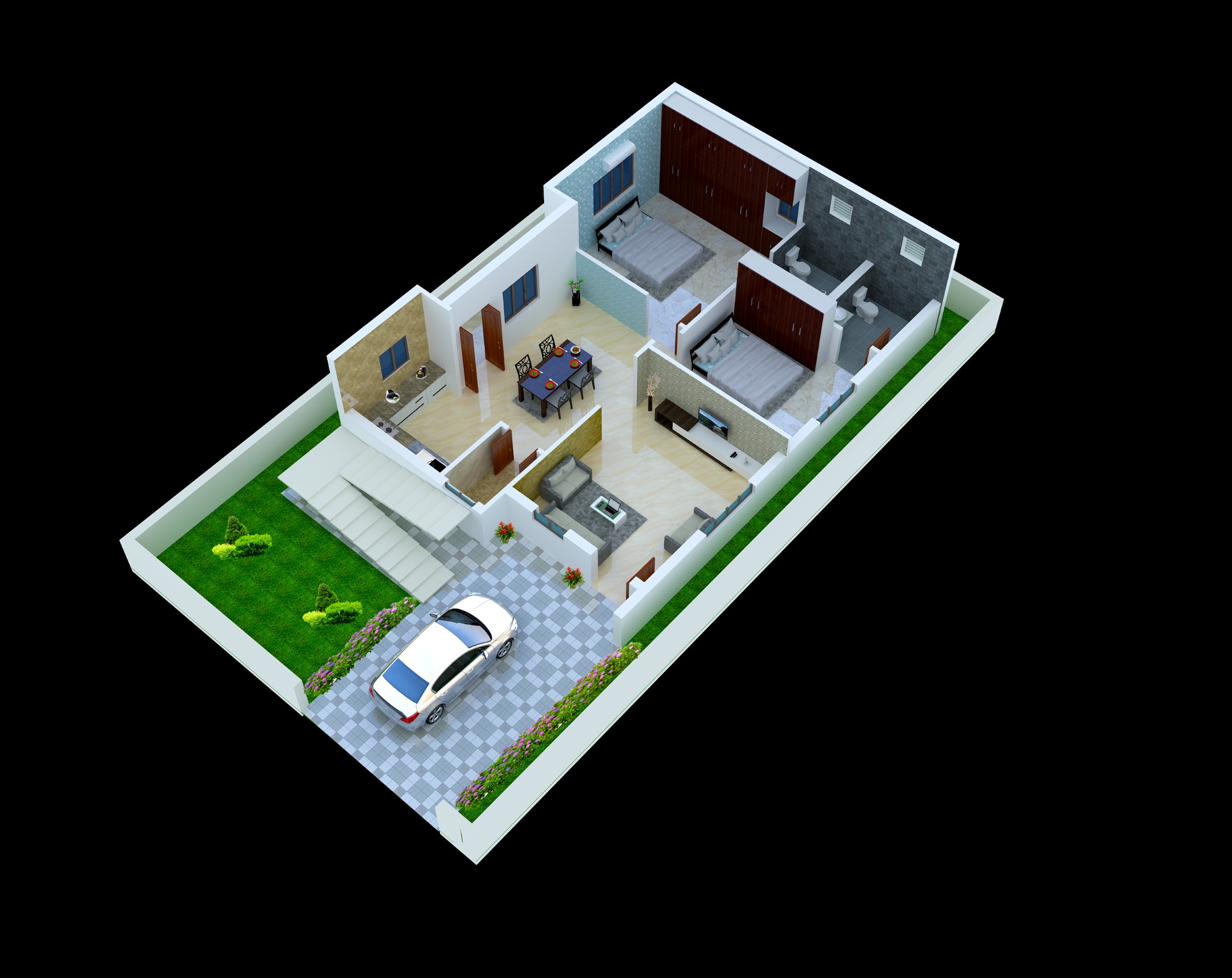 2BHK West — 3D View