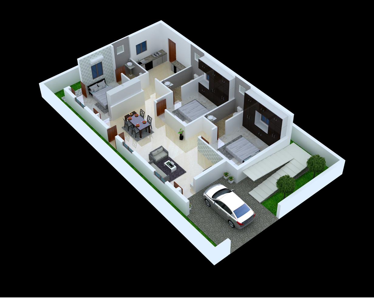 3BHK West — 3D View