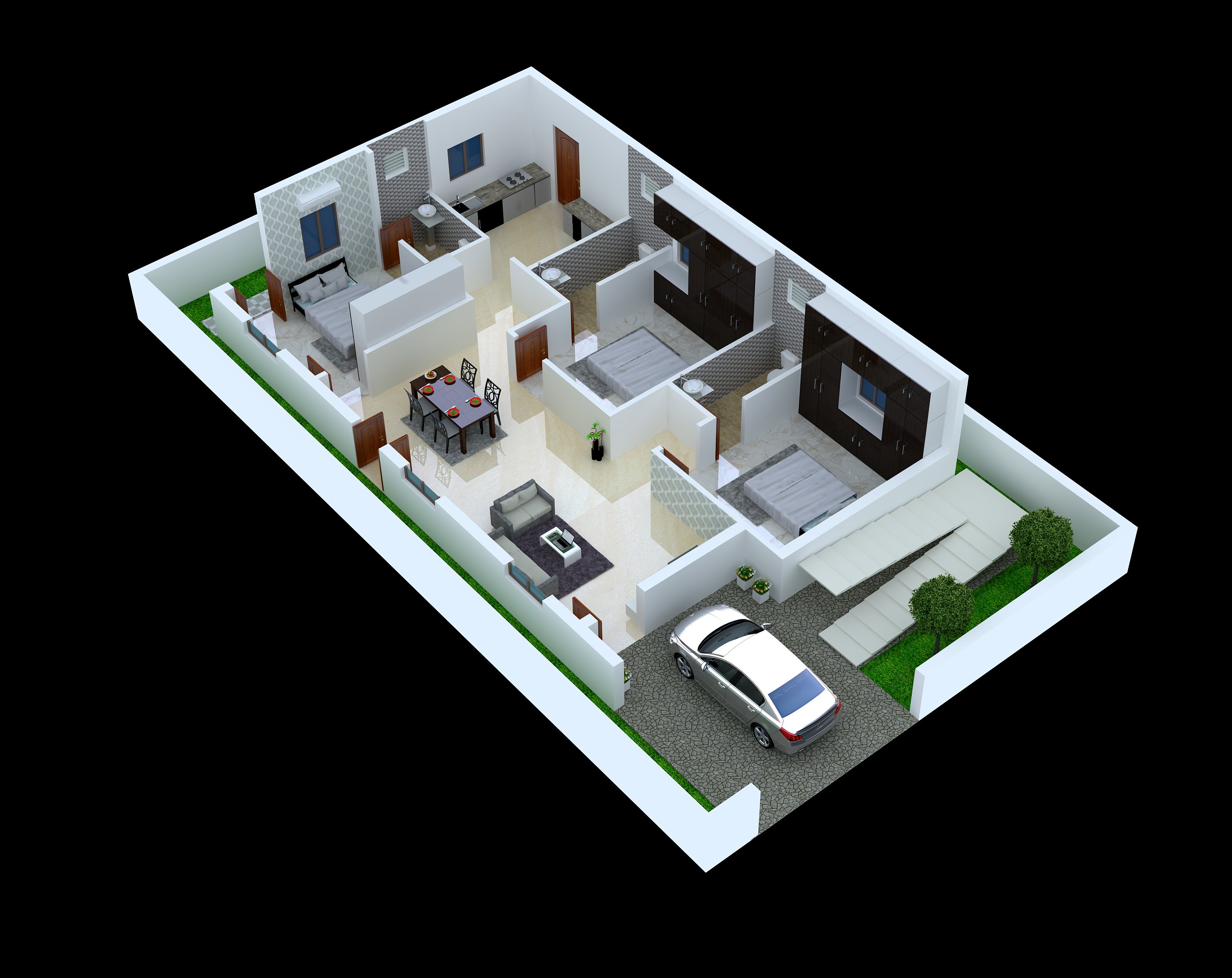 3BHK Floor Plan West